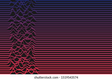 Line wave on black background. Abstract Vector illustration  