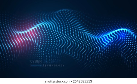 Line wave pattern, big cloud data online innovation digital world technology background, 3D futuristic iot neon vibrant light abstract cyber space.