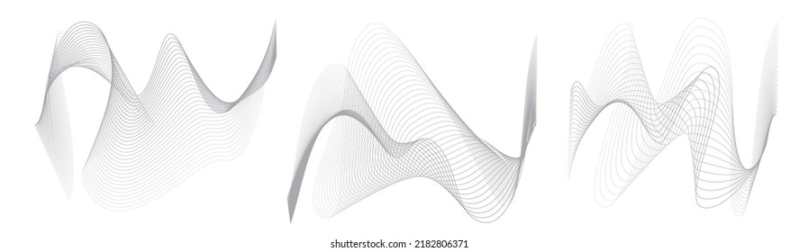 Line wave pattern. Wavy lines, thin curve lines background, stripe motion, linear texture, geometric motion with black stripes, vector illustration