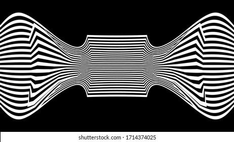 Olas de línea de ilusión óptica. Vector de líneas de patrón horizontal sin fisuras en blanco y negro.