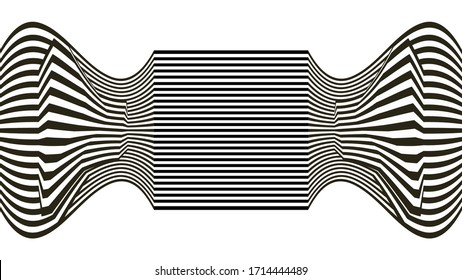Olas de línea de ilusión óptica. Vector de líneas de patrón horizontal sin fisuras en blanco y negro.