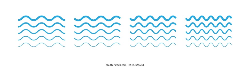 line waves set blue vector design illustration isolated background