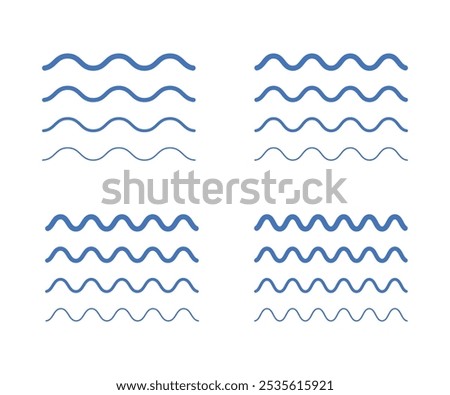 Line waves set vector. Water waves illustration. Various wave water lake river. Seamless abstract line pattern. Sea and Ocean signs.