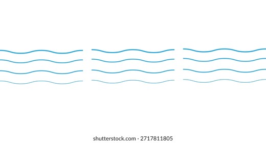 Ondas de línea establecidas. Olas de agua ilustración. Conjunto de iconos de Vector de ondas azules. Logo del agua. Colección de ondas