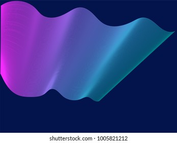 Line waves vector illustration on blue background, Minimal abstract design