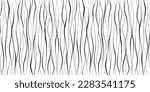 Line wavy seamless pattern. Repeating black lines isolated on white background. Repeated abstract waves. Design prints. Hand drawn smooth strand. Repeat intertwined uneven stripe. Vector illustration