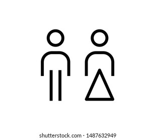 Line wc icon isolated on white background. Outline restroom symbol for website design, mobile application, ui. wc pictogram. Vector illustration, editable strok. Eps10