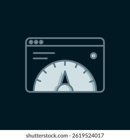 Line Web analytics information and development website statistic icon isolated on black background. Analysis, management, marketing, research. Flat filled outline style with shadow. Vector
