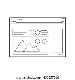 Line web browser window mockup. Website page template. Internet window line icon.