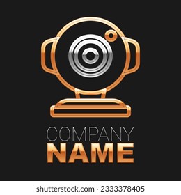 Line Web camera icon isolated on black background. Chat camera. Webcam icon. Colorful outline concept. Vector