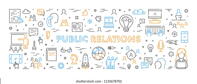 Line web concept for public relations. Vector banner for pr. Open path. - Shutterstock ID 1133678702