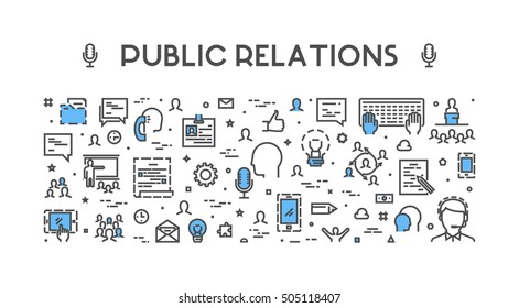 Line web concept for public relations. Vector banner for pr. Open path.