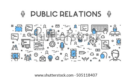 Line web concept for public relations. Vector banner for pr. Open path.