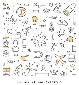 Line web design concept for science. Vector banner for study.