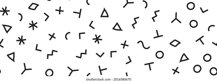 Line Web Hipster Texture. Fun Memphis Texture. Line Abstract Circle. Hand Creative Doodle. Vector Set Geometry Collection Paper Decorative Wallpaper Curve. Cross Geometric Drawn. School Form Triangle.