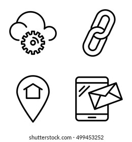 Line web icon set - contact us, set 4