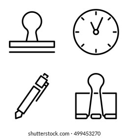 Line web icon set - office stationery, set 7