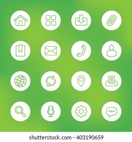 line web icon set on white circle for web design, user interface (UI), infographic and mobile application (apps)