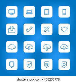 line web icon set on white rounded rectangle for web design, user interface (UI), infographic and mobile application (apps)