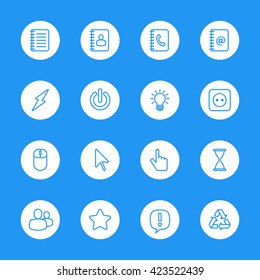 line web icon set on white circle for web design, user interface (UI), infographic and mobile application (apps)
