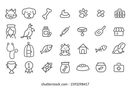 Line Web Icon Set - Pet, Veterinary