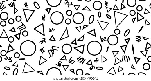 Line Web Memphis Texture. School Dash Ornament. Line Seamless Circle. Pop Graphic Element. Round Geometric Shape. Hand Seamless Repeat. Round Decorative Wallpaper Angle. Modern Set Triangle Collection