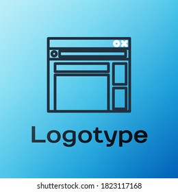 Line Website template icon isolated on blue background. Internet communication protocol. Colorful outline concept. Vector Illustration