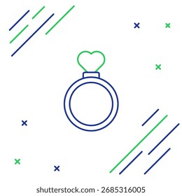 Icono de los anillos de boda aislados en el fondo blanco. Señal de la joyería de la novia y del novio. Símbolo de matrimonio. Anillo de diamantes. Concepto de contorno colorido. Vector