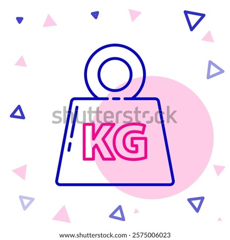 Line Weight icon isolated on white background. Kilogram weight block for weight lifting and scale. Mass symbol. Colorful outline concept. Vector Illustration