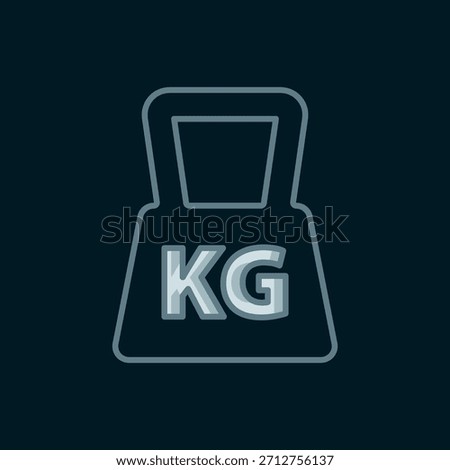 Line Weight icon isolated on black background. Kilogram weight block for weight lifting and scale. Mass symbol. Flat filled outline style with shadow. Vector