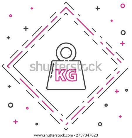 Line Weight icon isolated on white background. Kilogram weight block for weight lifting and scale. Mass symbol. Colorful outline concept. Vector Illustration