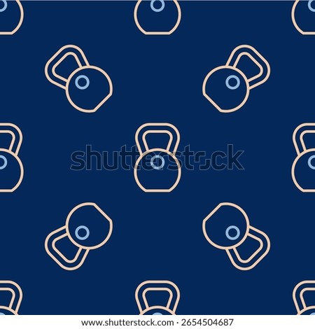 Line Weight icon isolated seamless pattern on blue background. Kilogram weight block for weight lifting and scale. Mass symbol.  Vector