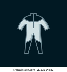 Line Wetsuit for scuba diving icon isolated on black background. Diving underwater equipment. Flat filled outline style with shadow. Vector