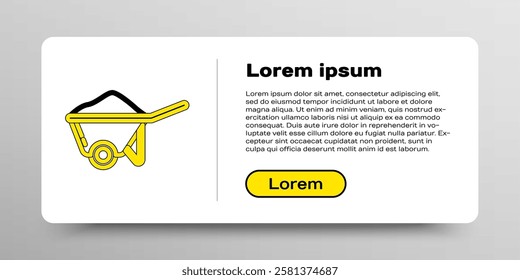 Line Wheelbarrow with dirt icon isolated on white background. Tool equipment. Agriculture cart wheel farm. Colorful outline concept. Vector