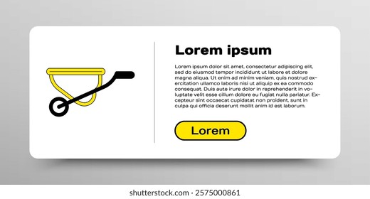 Line Wheelbarrow icon isolated on white background. Tool equipment. Agriculture cart wheel farm. Colorful outline concept. Vector