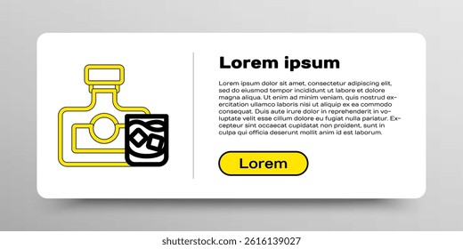 Line Whiskey bottle and glass icon isolated on white background. Colorful outline concept. Vector