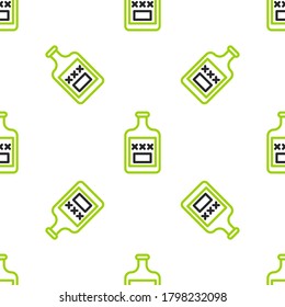 Line Whiskey bottle icon isolated seamless pattern on white background.  Vector Illustration