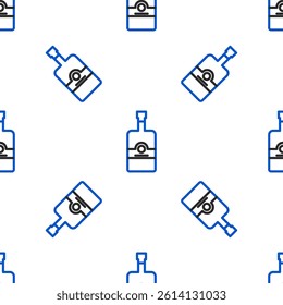 Line Whiskey bottle icon isolated seamless pattern on white background. Colorful outline concept. Vector