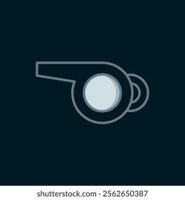 Line Whistle icon isolated on black background. Referee symbol. Fitness and sport sign. Flat filled outline style with shadow. Vector