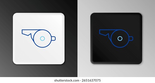 Ícone de assobio de linha isolado em fundo cinza. Símbolo de referência. Sinal de aptidão e esporte. Conceito de contorno colorido. Vetor
