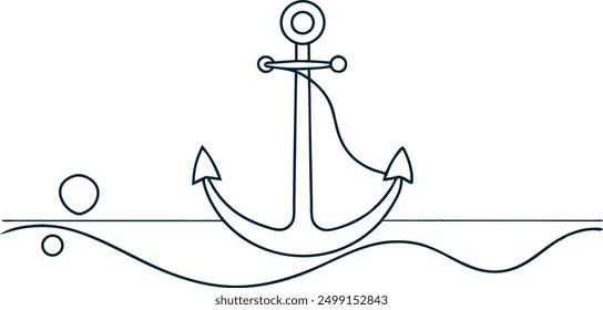 A line with a white anchor and a white ball