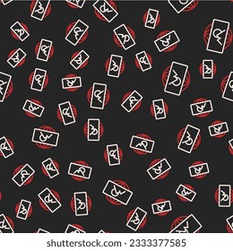 Line Wide angle picture icon isolated seamless pattern on black background. Panorama view.  Vector