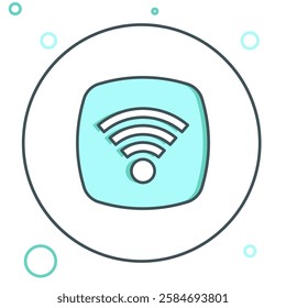 Line Wi-Fi wireless internet network symbol icon isolated on white background. Colorful outline concept. Vector