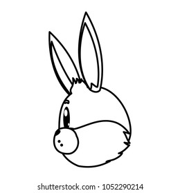 line wild rabbit head sideways animal