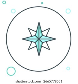 Line Wind rose icon isolated on white background. Compass icon for travel. Navigation design. Colorful outline concept. Vector