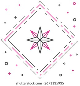 Line Wind rose icon isolated on white background. Compass icon for travel. Navigation design. Colorful outline concept. Vector