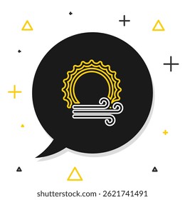 Line Wind and sun icon isolated on white background. Windy weather. Colorful outline concept. Vector