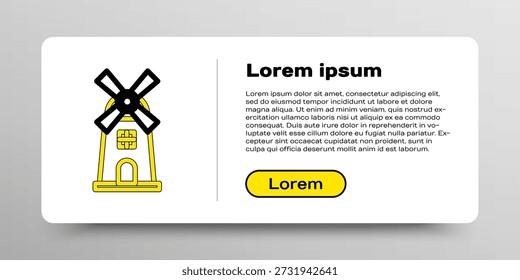 Line Windmill icon isolated on white background. Colorful outline concept. Vector