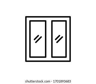 Line Window icon isolated on white background. Outline symbol for website design, mobile application, ui. Window pictogram. Vector illustration, ediWindow stroke. Eps10