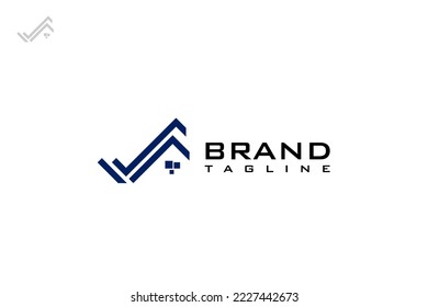 diseño del logotipo de la letra del edificio del edificio moderno de la ventana de línea